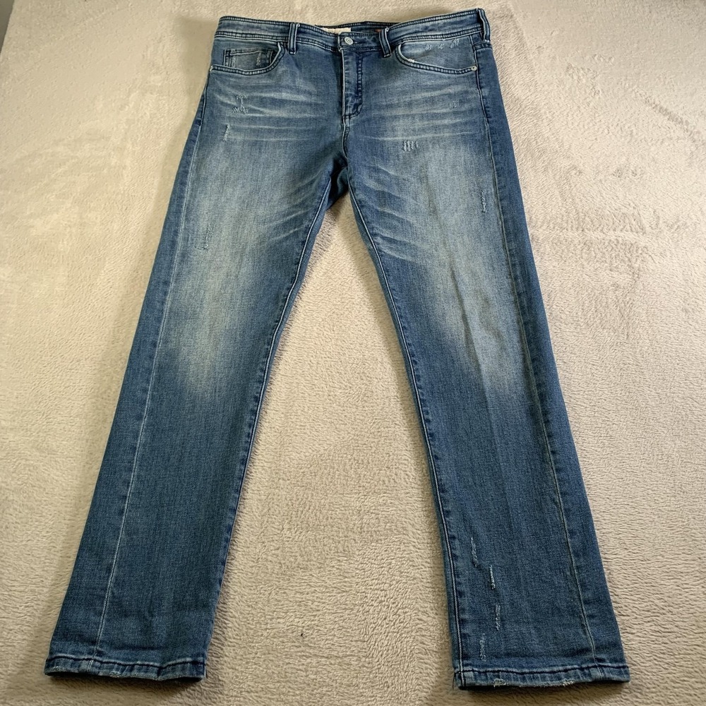 Pilcro Slim Boyfriend Jeans Womens 30 Medium Wash Mid Rise Distressed Stretch